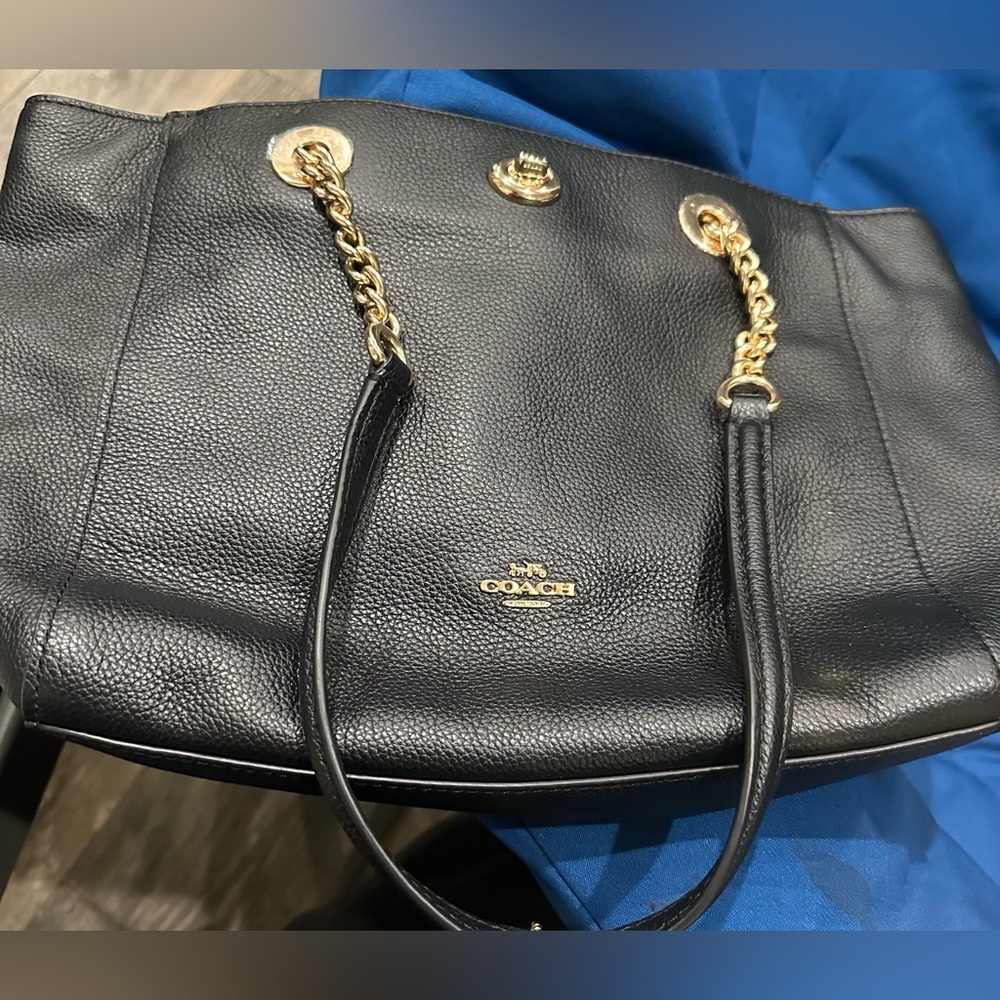 Black leather COACH handbag